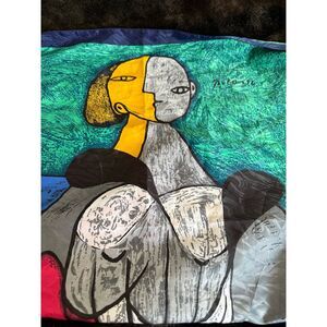 Vintage Picasso portrait scarf 34x34 colorful art to wear